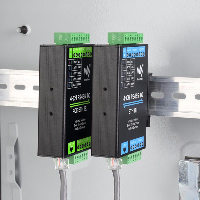 Four-Way RS485 to RJ45 Ethernet Modbus Gateway for Transparent Data Transmission