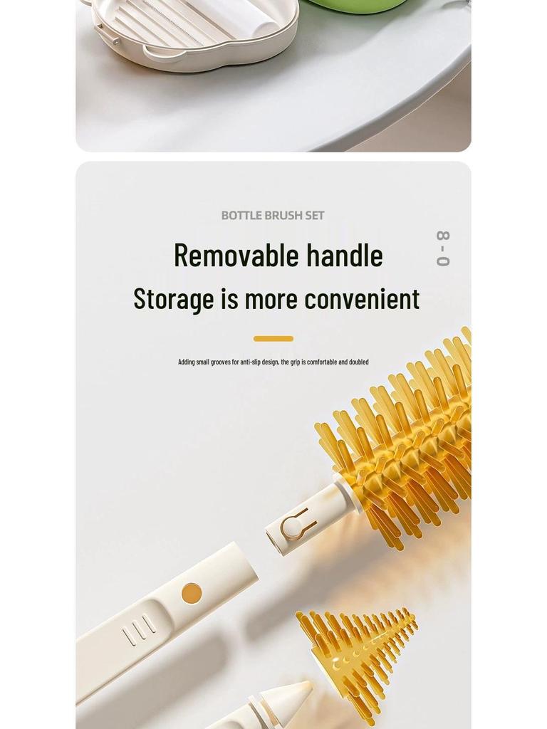 Tragbares Silikon-Babyflaschen- und Sauger-Reinigungsbürsten-Set