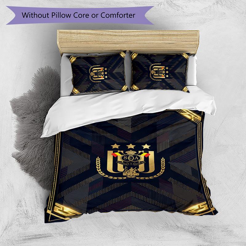 Set Lenzuola 3 Pezzi Stampato FC Anderlecht Traspirante Copripiumino con Federe Biancheria da Letto Decorativa per Camera da Letto Casa
