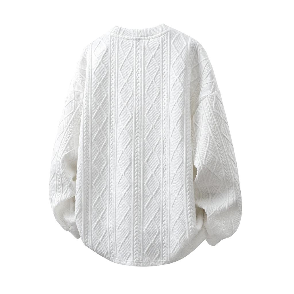 2026 Spring Autumn Men Diamond Pattern Hoodies Men Casual Korean Tshirts Male Soild Color Tops Man Oversize Black Sweatshirts