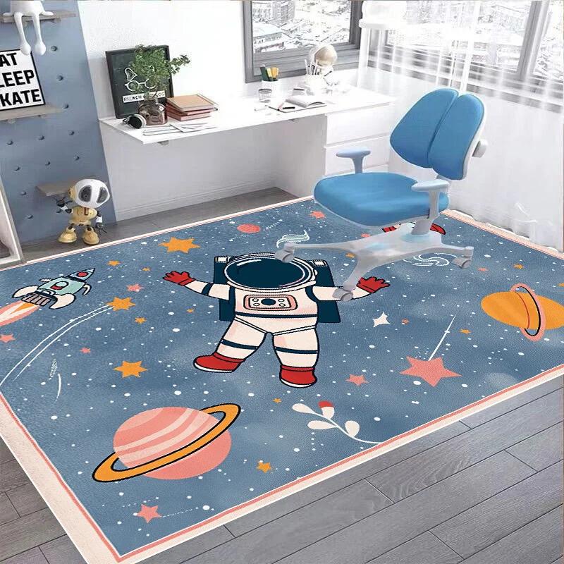 Tappeti Cartone Animato Astronauta Spaziale per Soggiorno Camera dei Bambini Tappetino da Gioco Lavabile Antiscivolo Tappeti per Camera da Letto Bambini Guardaroba