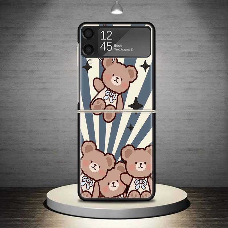 Cartoon Cute Little Rabbit Phone Case For Samsung Galaxy Z Flip 7 6 5 4 3 5G Cover ZFlip7 ZFlip6 ZFlip4 ZFlip5 ZFlip3 Coque Fund