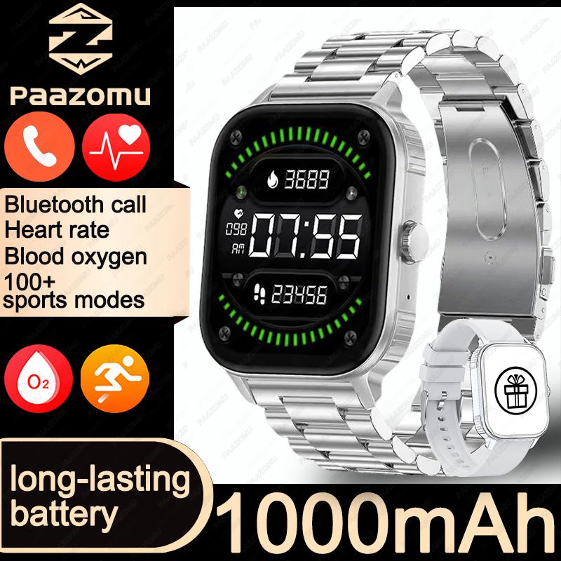 2.04-inch Ultra Smart Watch For Men Women 1000mAh High Capacity Battery Outdoor Sports Fitness Health Monitoring Smartwatch