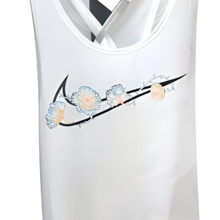 Nike Logo Print V-Neck Straight Tube Top Women Tops White CD8224-100
