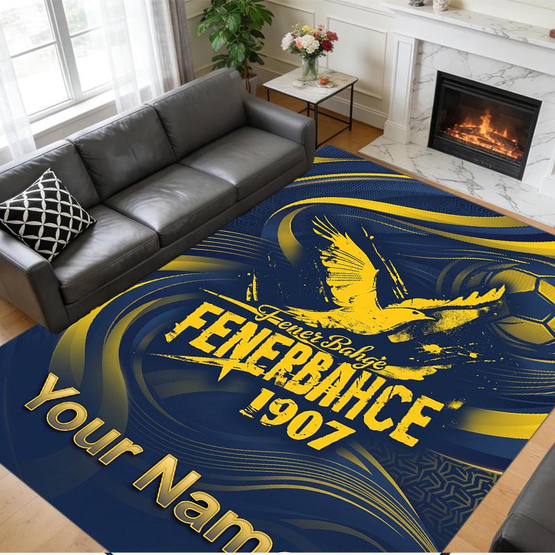 Crystal Velvet Rug Custom Name Text, Soft Non Slip Floor Mat Home DecorFenerbahçe FC