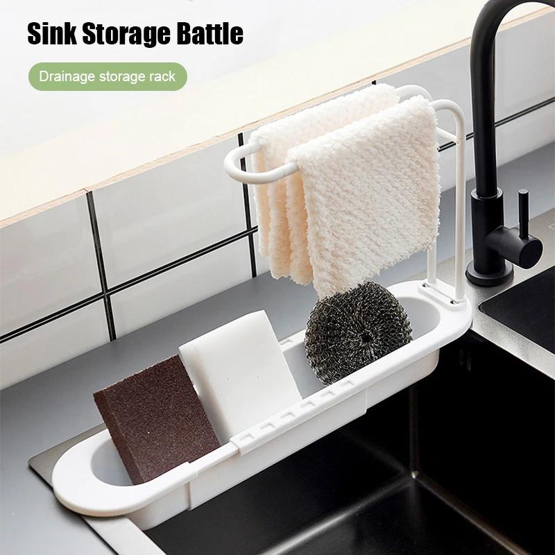 

1pcs Telescopic Sink Drain Rack Soap Sponge Holder Self Adhesive Kitchen Paper Towel Holder Punch Free Roll Kitchen Accessories 1PCS сірий