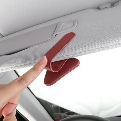 1Pc Car Sunglasses Holder Sun Visor Sunglasses Clip PU Glasses Case Mount Ticket Card Clip Car Interior Accessories
