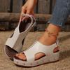 Fashion Women Comfort Wedges Sandals Peep Toe Med Heel Platform Sandalias Mujer 2025 Rivet Thick Sole PU Leather Summer Shoes for Women