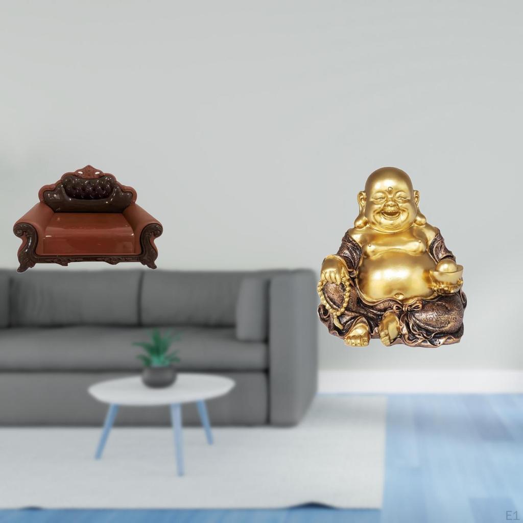 Miniature Sofa Couch Chair Model And Maitreya Buddha Sculpture Fusion DIY Accessory for Micro