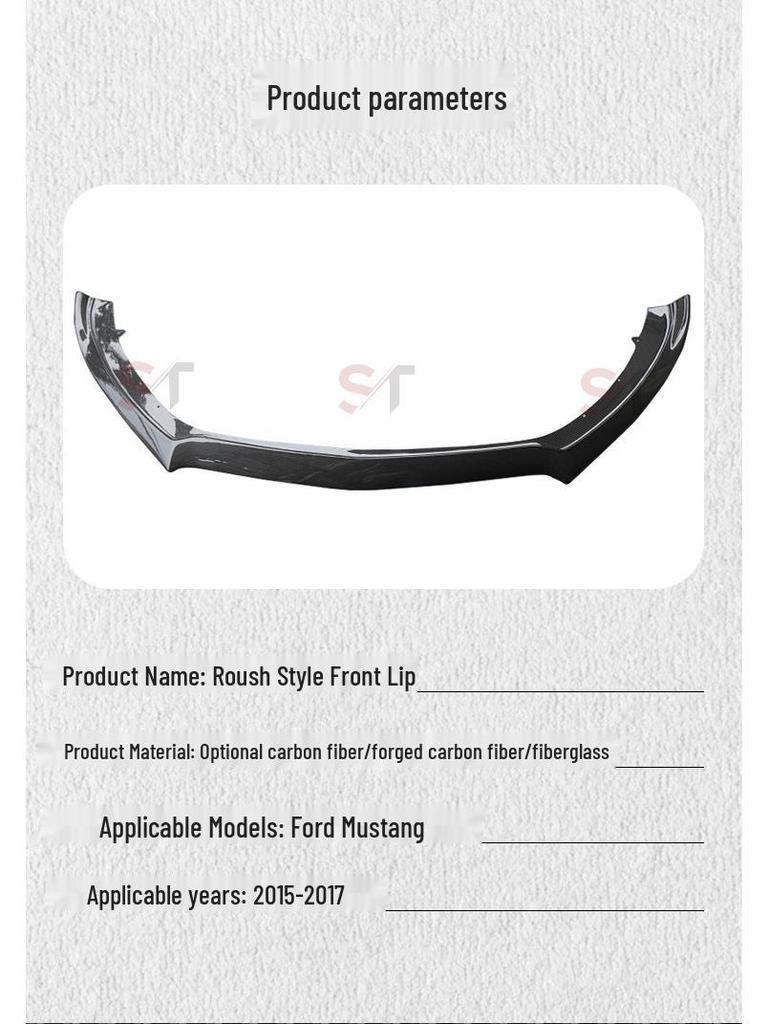 Carbon Fiber ROUSH Style Front Splitter Kit for 2015-17 Ford Mustang