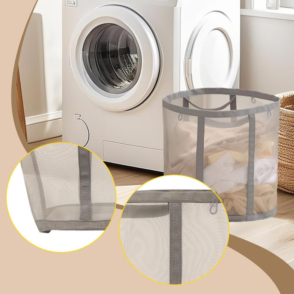 Mesh Laundry Basket Portable Multifunctional Space Saving Foldable Laundry Bag for Clothes Bed Sheets Toys Towels Apartment