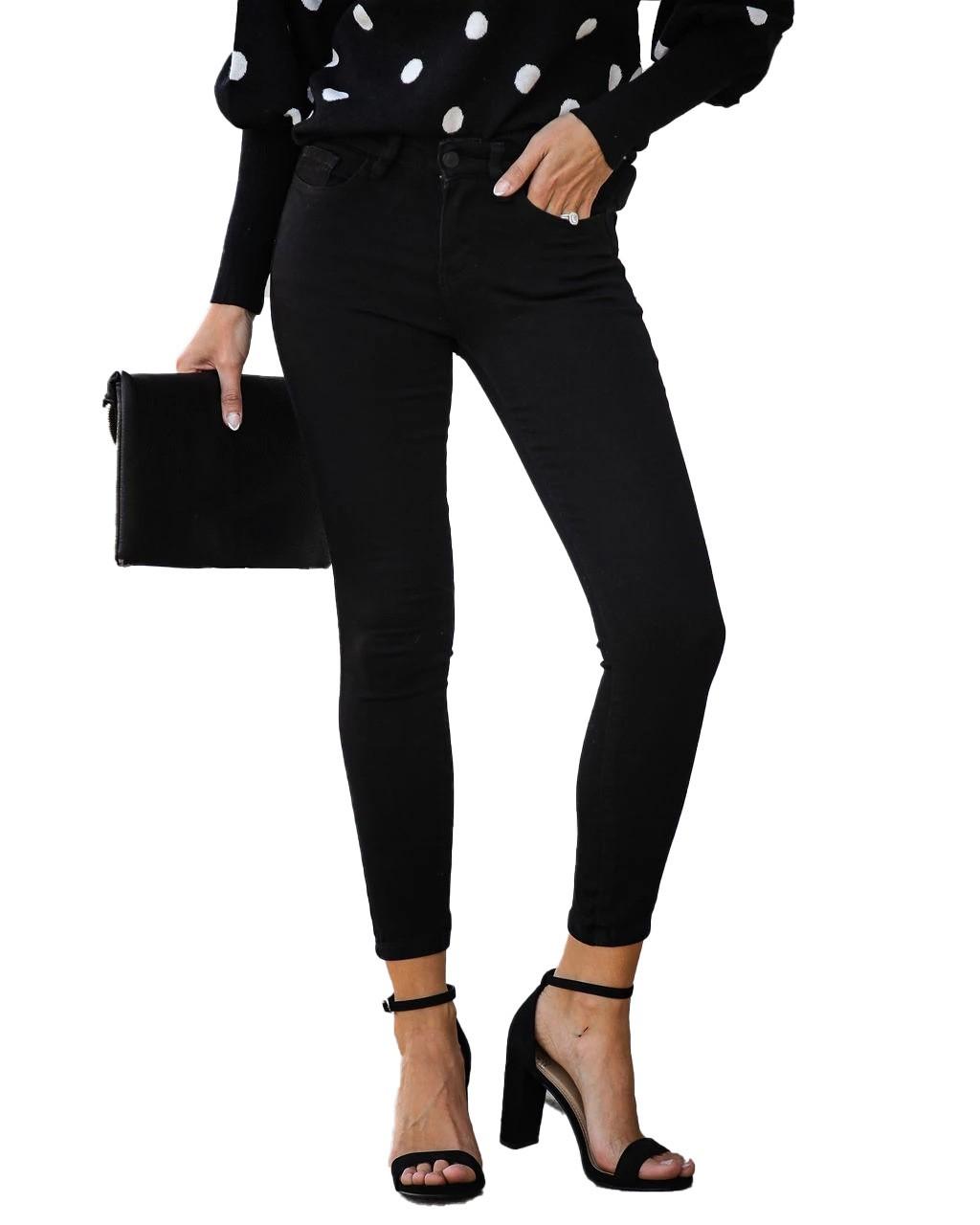 

Женские эластичные джинсы скинни с завышенной талией, облегающего кроя, 90% L чёрный