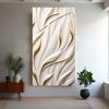 Modern Simple Abstract Posters and Prints White and Golden Swirls Decorative Wall arts for Living Room Wall Decor, No Frame