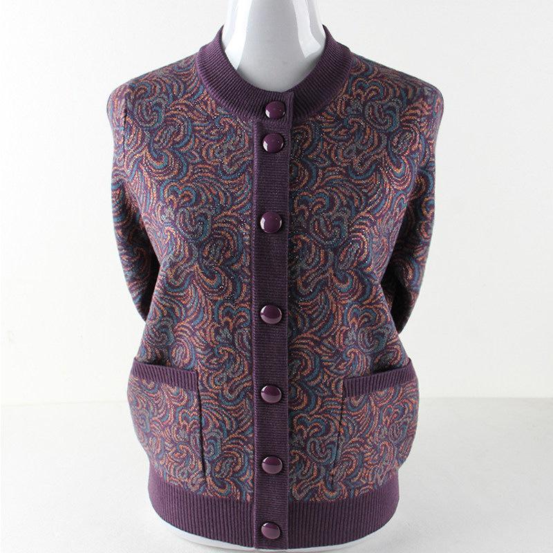 

Plus Size Women s Thick Knit Cardigan - Grandma Style for Spring & Autumn M, around 80-95 jin