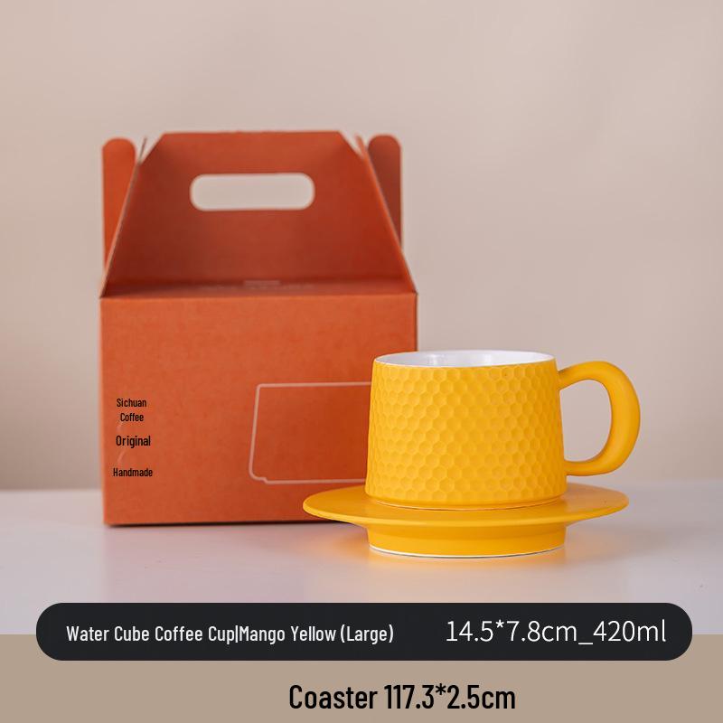 Minimalist Ceramic Coffee Cup & Saucer Set - Light Luxury for Home or Office
