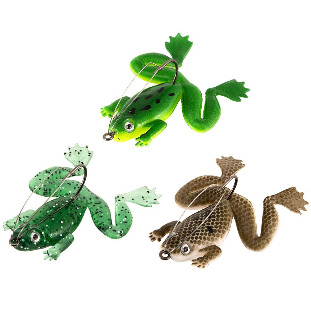 

AU 5.5cm Frog Lure with Hook Topwater Artificial 3D Eye Fishing Soft Bait Access Green