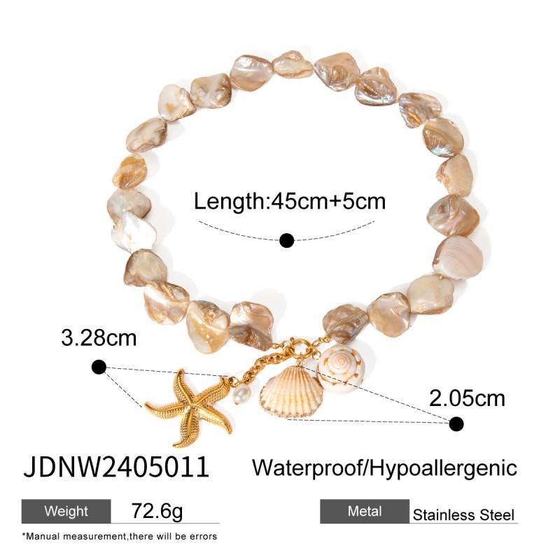 Stainless Steel Starfish Shell Conch Bracelet 18K Gold Plated Ocean Theme Jewelry Women