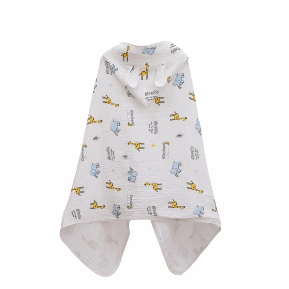 Cartoon Printed Baby Gauze Bath Towel Soft Infant Bathrobe Hooded Bathrobe  Shower Cloak Style8