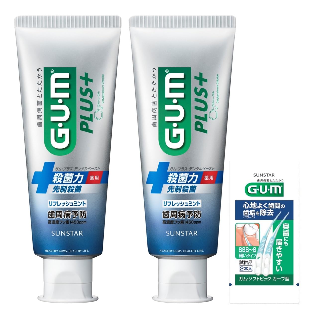 

GUM Plus Зубная паста Лечебная зубная паста 120г x 2 Бонус в комплекте [Квази-лекарственный препарат] [Освежающая мята] + [Продукт] белый