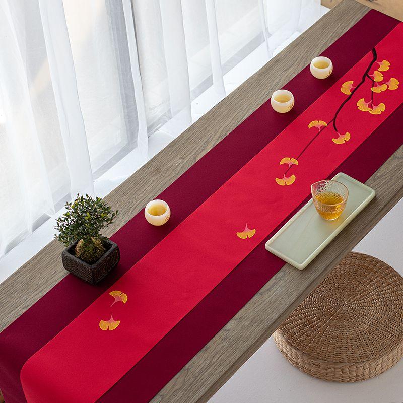 

Hand Painted Waterproof Tea Mat Zen New Chinese Table Runner Tea Table Tea Table Classy Tea Mat Chinese Style Fabric Bench Tea Table Mat Wine Red + hand-painted. Ginkgo Red Length 120cm