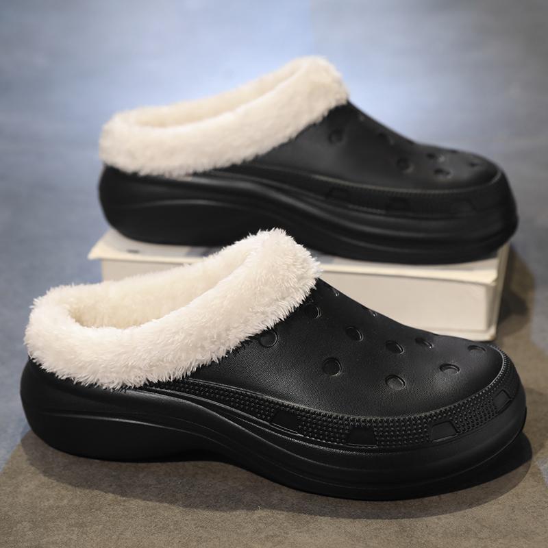 Fashion Men's Clogs New Winter Home Cotton Slippers Women's Lightweight Thick Sole Warm Fur Shoes Couple Outdoor Leisure Garden Shoes