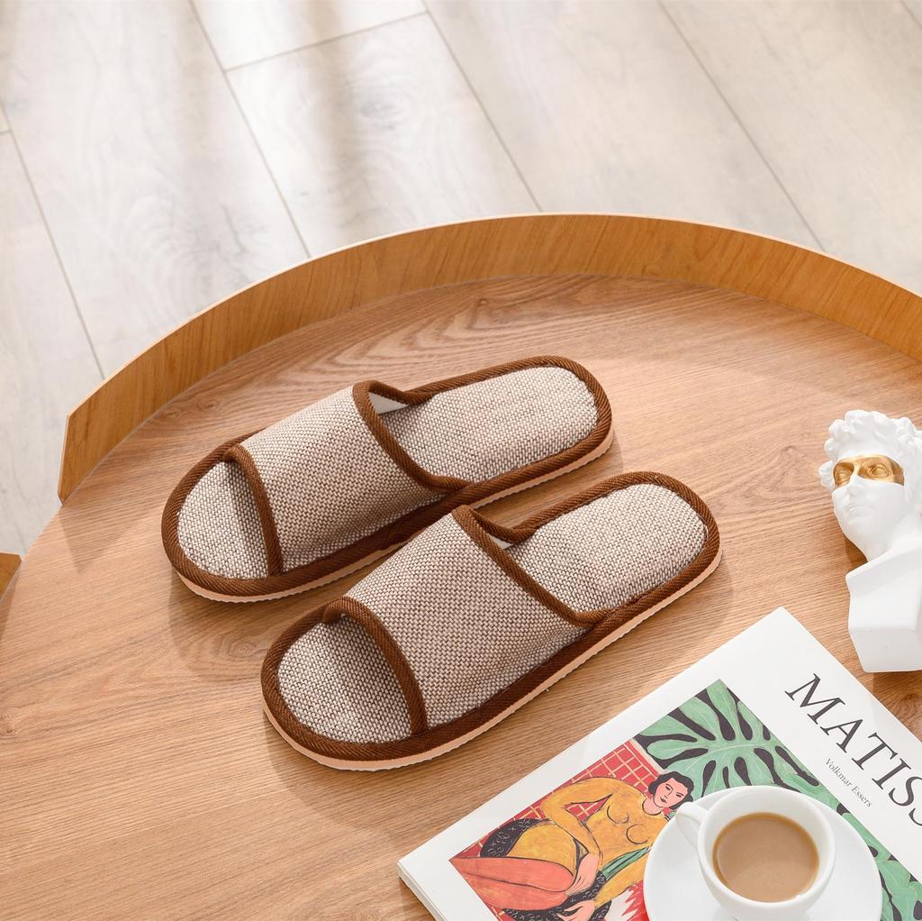 Women's Cotton Linen Slippers, Thick Sole, Suitable for Spring To Autumn, Home Wear, Four Seasons Comfort.