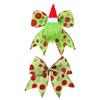 12 Pcs Red Green Dot Christmas Bow Rustic Burlap Bow with Green Furry Hair And Santa Hat for Xmas DIY Crafts Party Decoration