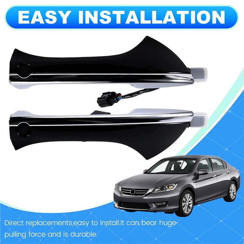 1Pair Front Door Handle With Inductive Button 72181-TA1-J01 72141-TA1-J01 For Honda Accord 2008-2012 Outer Handle Pull-A87Q