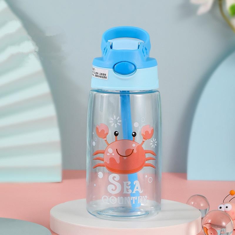 480Ml Kids Water Sippy Cup Cartoon Baby Feeding Cup With Straws Leakproof Water Bottle Outdoor Portable Duckbill Straw Cups