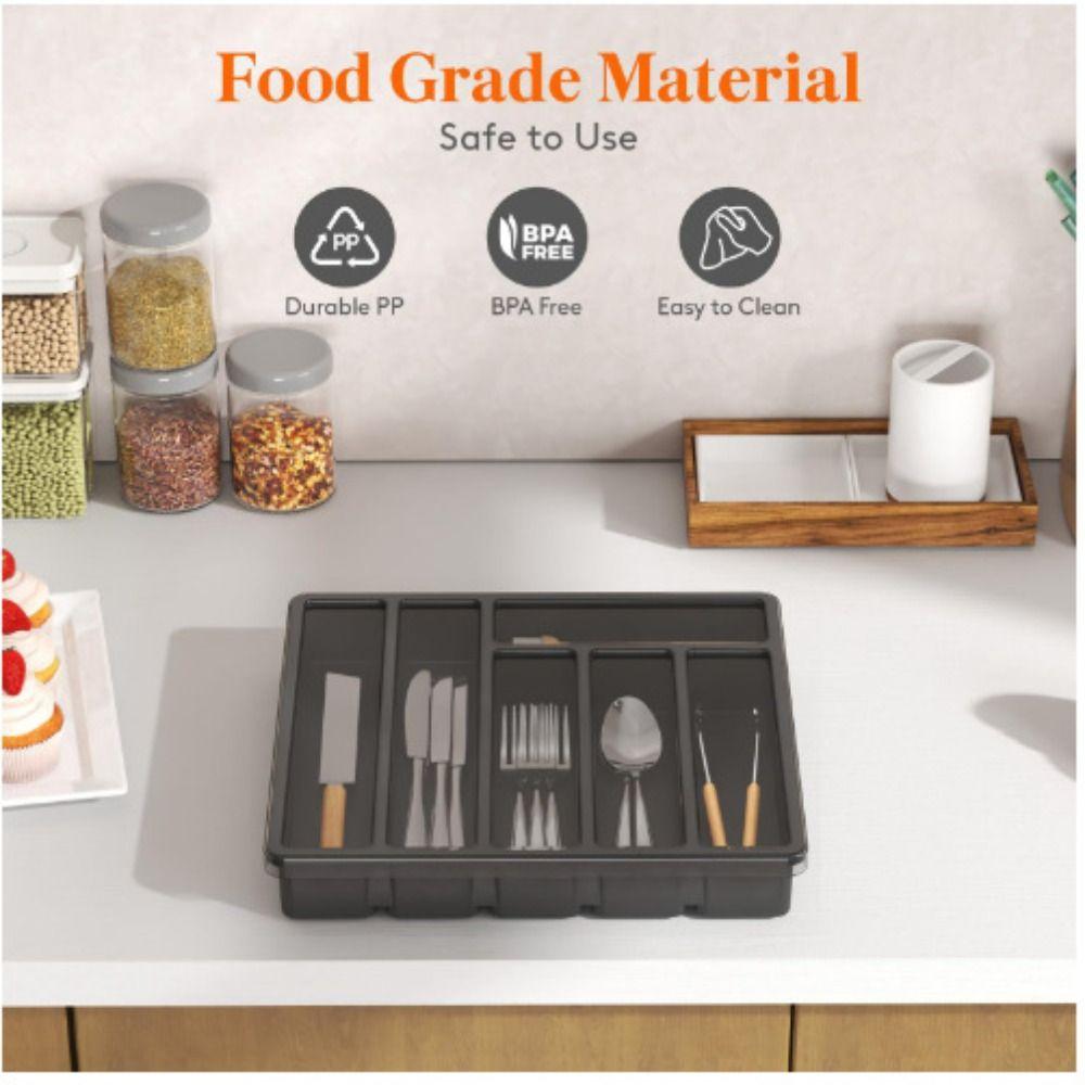 6 Grids Kitchen Flatware Utensil Holder Plastic Tableware Cutlery Tray Living Room Decor