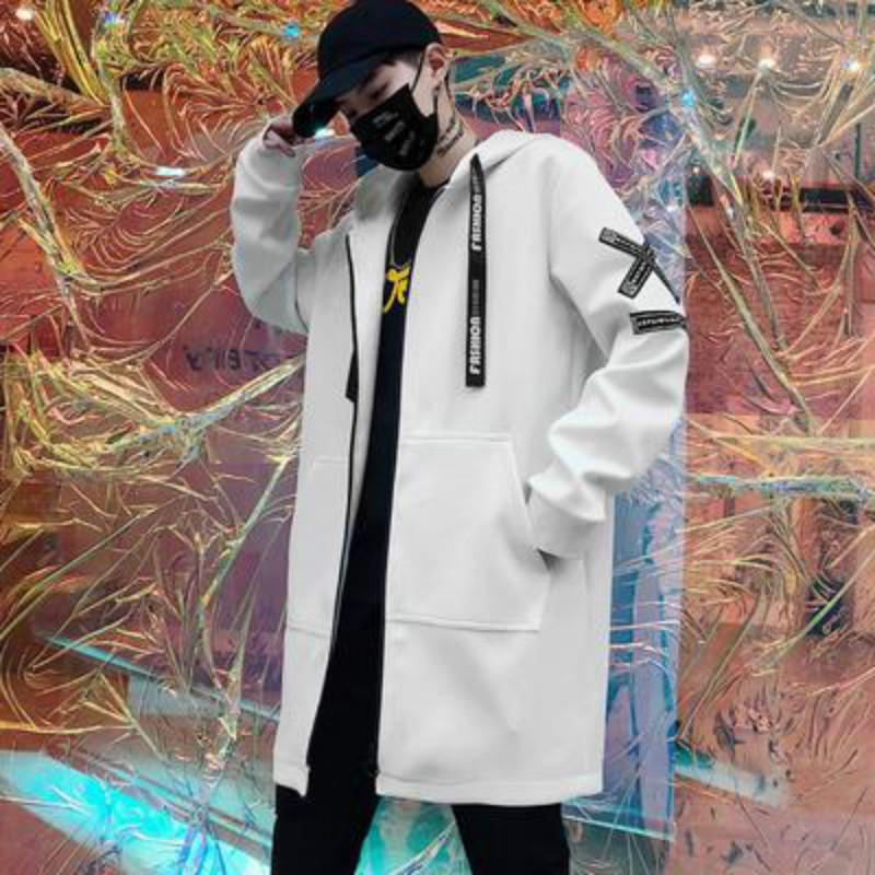 Trenčkot Muži Potisk Móda Jarní Větrovka Kabát Pánské Běžné oblečení Streetwear Kabáty