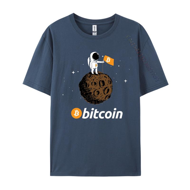 Bitcoin Tshirt Astronaut In Space Tshirts Slim Fit Customized Tshirts Crew Neck Cotton Mens Tops Shirts