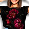 Modern Romantic Floral Illustration Tee | Pomegranate Blooming Botanical Shirt