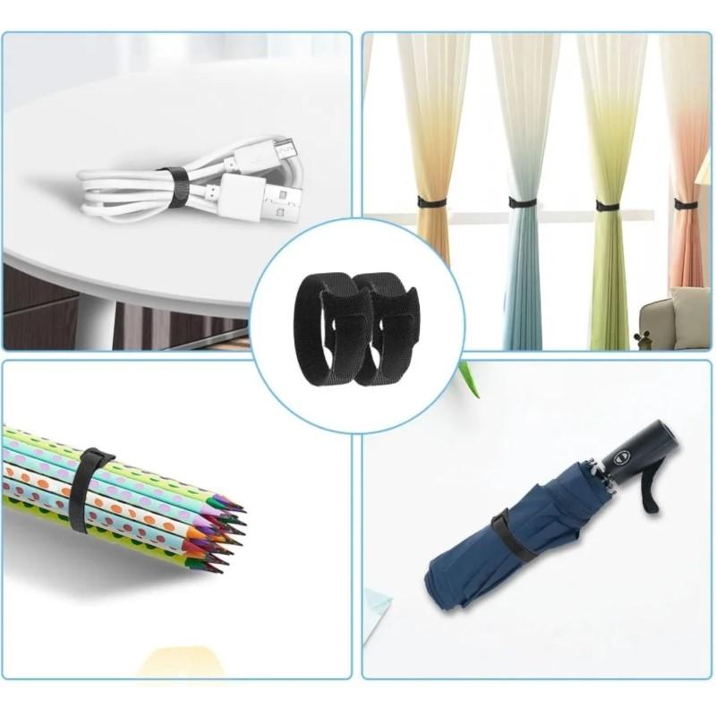 10-100PCS Reusable Hook and Loop Straps Fastening Cable Ties Cable Straps Nylon Securing Wire Cord Ties Organizer Fastener Tape