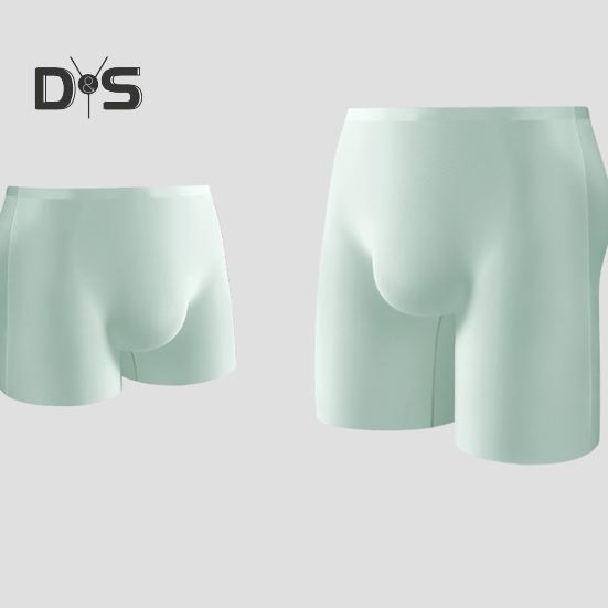 Men Boxer Underwear Elastic Mid-Waist Design Breathable Summer Ice Silk Shorts Panties Solid Color U-Convex Seamless Panties