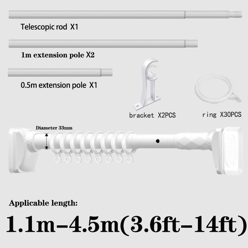 

No Drill Shower Curtain Rod Adjustable Tension Mount, Spring Loaded Bathroom Rod with Square Base, Easy Installation