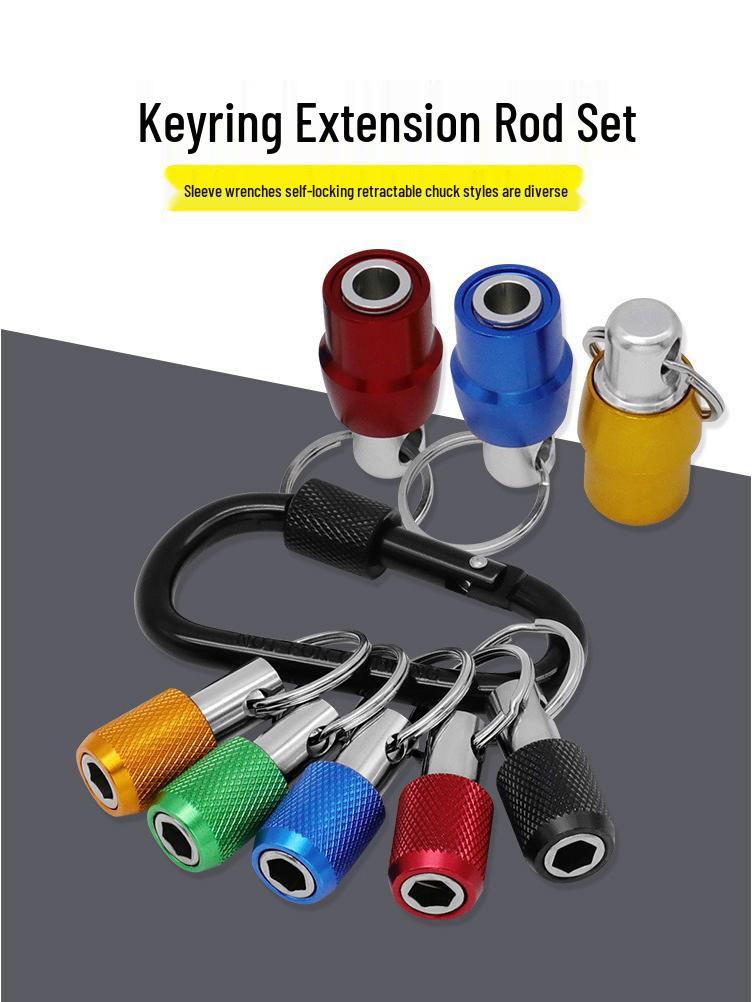 5-Piece Color Keyring Quick-Change Extension Rod 1/4" Hex Shank Bit & Quick Release Socket Adapter Set