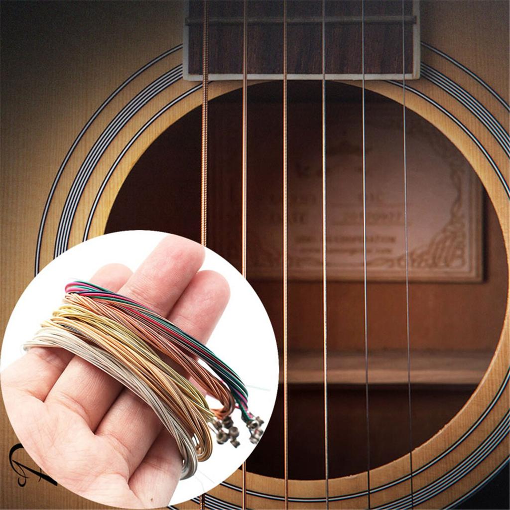 6 Teile/satz Akustikgitarrensaiten Regenbogen Bunte Gitarrensaiten EA Für Akustische Folk-Gitarre Klassische Gitarre Multi Farbe Teile