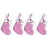 1PC Pink Christmas Socks Letter Embroidered Gift Pendant Knitted Letter Christmas Socks 3d Pendant Gift Bag