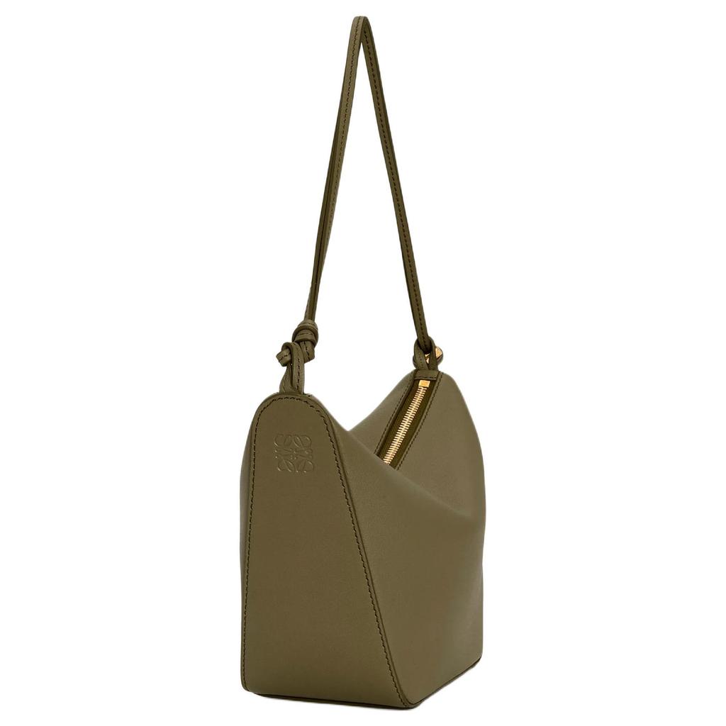 Loewe Hammock Hobo Embossed Letter Puzzle Zipper Closure Leather Hobo Bag Mini Women Bags Dark-Khaki-Green A538G13X01-3969