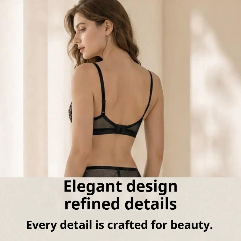 Französisches Sexy Spitzen-Dessous-Set, Atmungsaktives Minimizer-BH-Set mit Hasenohren-Cups für Übergroße Frauen mit großem Busen