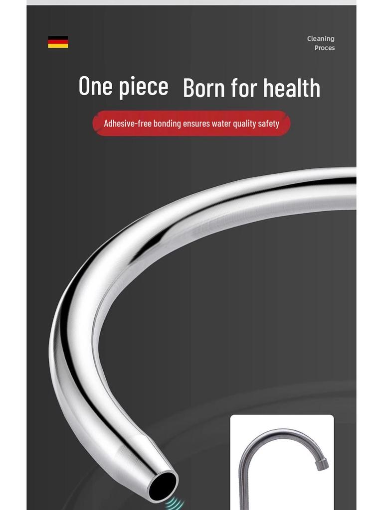 1/2 Inch Gooseneck Kitchen Faucet with Water Purifier - 304 Stainless Steel, Single Cold