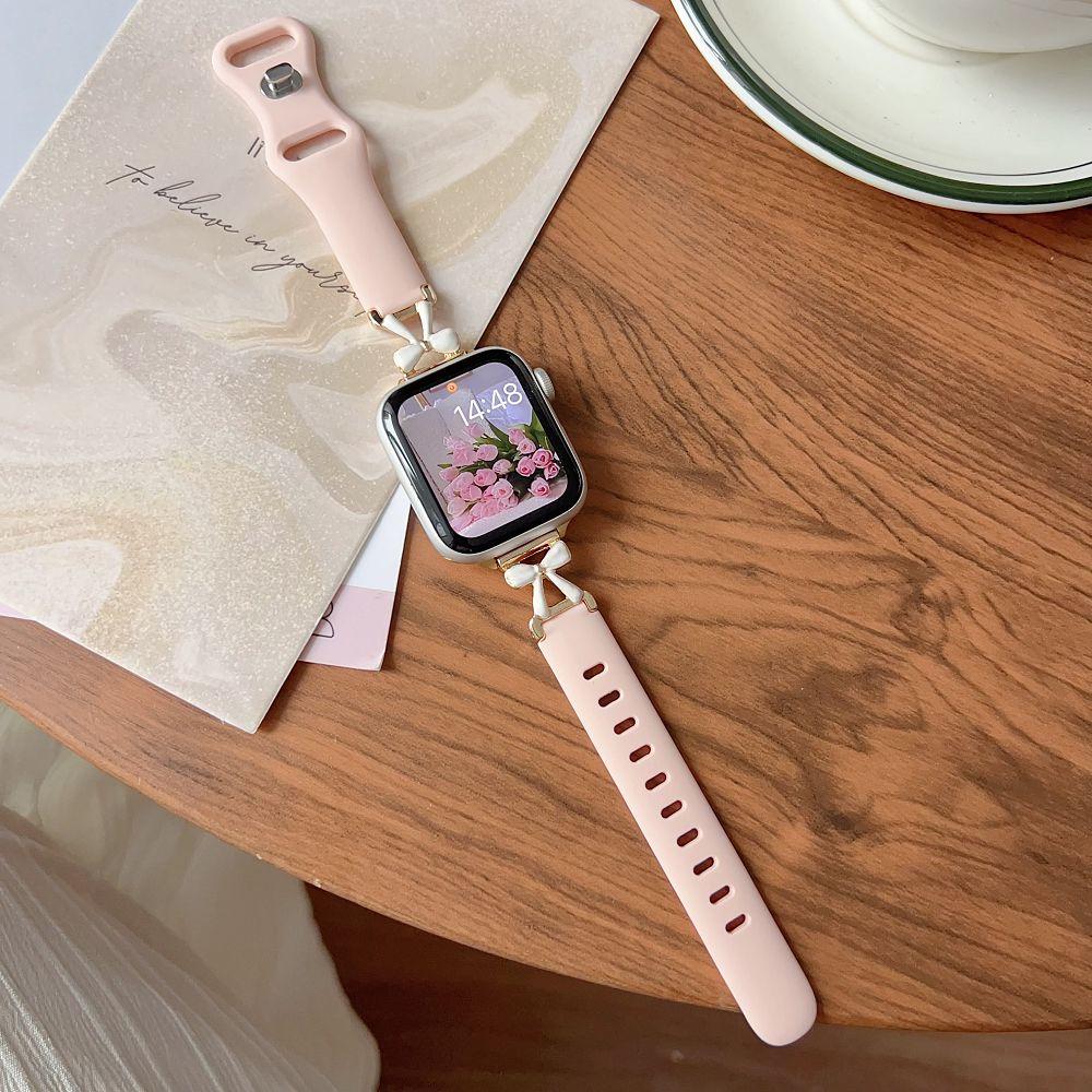 

Slim Silicone Watch Strap for Apple Watch Bands Women 38/40/41/42/44/45/46/49mm Stylish Bow Bracelet for iWatch S11 10 9 Ulltra iwatch S11 S10 42mm