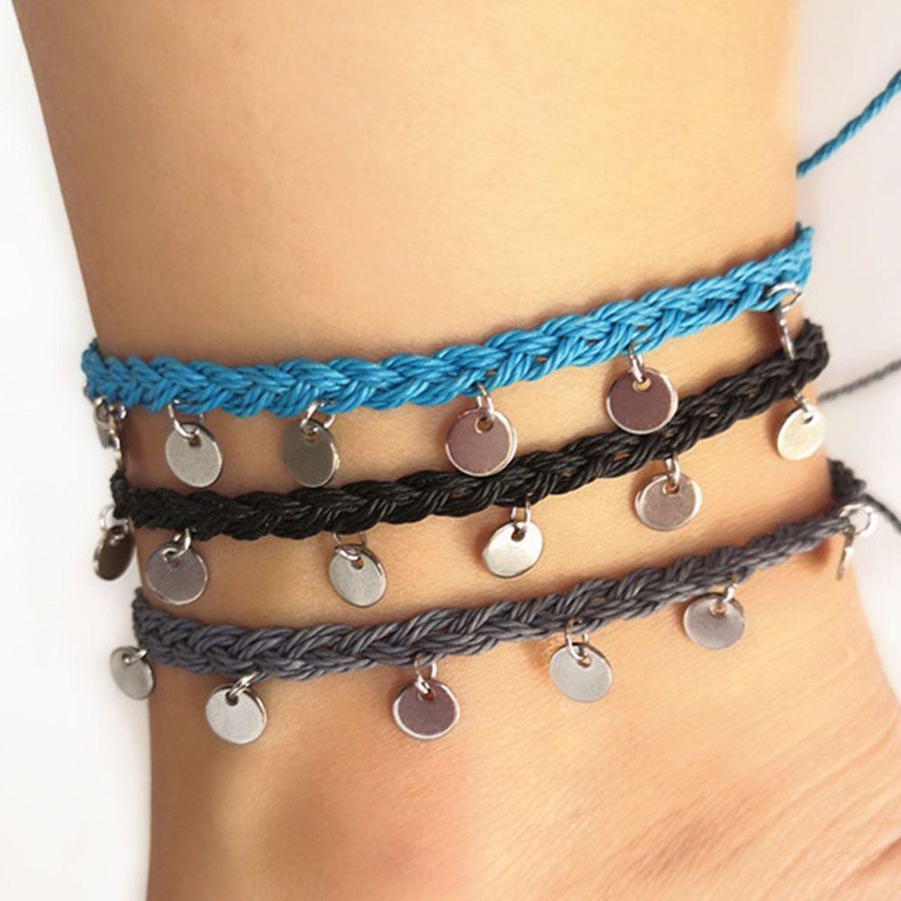 

Adjustable Bohemia Hand-woven Anklet Tassel Pendant Charm Anklet Sandals