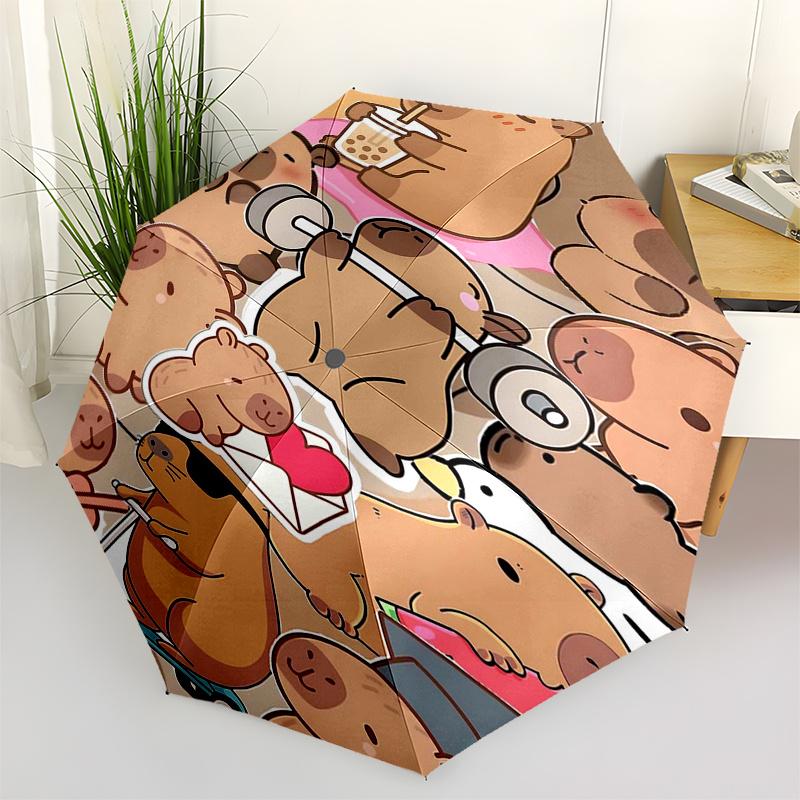 

Capybara Themed Travel Umbrella-8 Ribs Automatic Opening and Closing, Portable Folding Design, Compact and Stylish Umbrella Suitable for Out