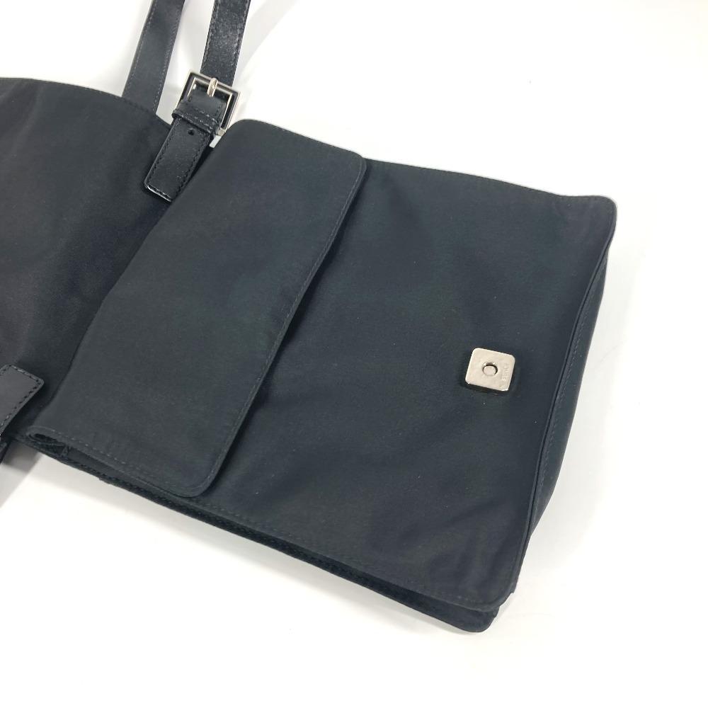 Fendi FF Logo Flap Crossbody Bag Pochette Shoulder Bag Nylon Black