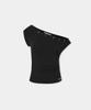 ETRE AU SOMMET Piercing Drape Short Sleeve Top (Black)