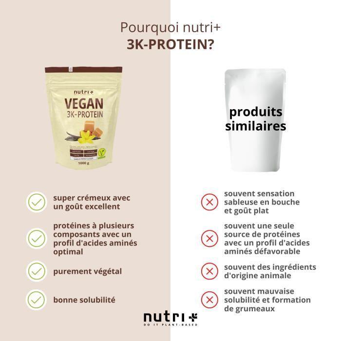Nutri-plus shape &amp; shake 3k protein - poudre de protéines végétaliennes -vanille toffee - proteines - 1000g