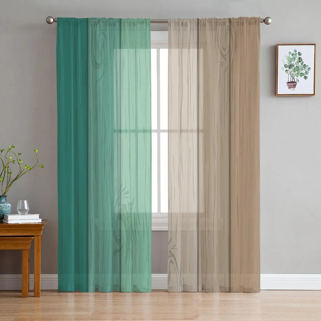 Vintage Holz Textur Moderne Vorhänge für Wohnzimmer Transparente Tüll Vorhänge Fenster Sheer Für Die Schlafzimmer Zubehör Dekor