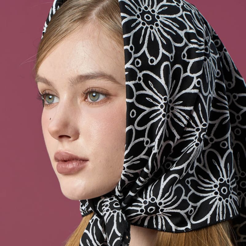 KOLEAT Μπαντάνα Προστασίας UV Λουλούδι Μπαντάνα Μαλλιών Μαντήλι [ΜΑΥΡΟ]